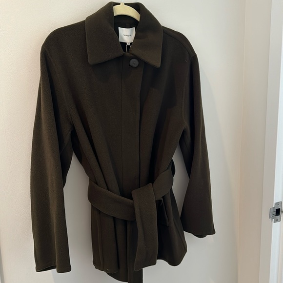 Brushed wool belted jacket